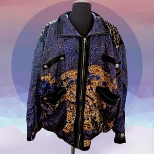 Vintage 90s Animal Print Clipper Bay Bomber Yoga Jacket